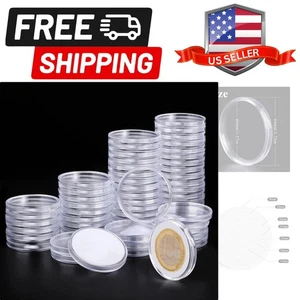 Cápsulas de monedas de plástico transparente 80P, portamonedas de dólar, almacenamiento de monedas de plata de 40 mm... - Imagen 1 de 8