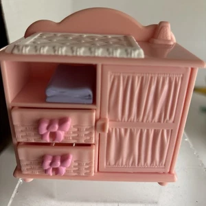 Fisher  Price Loving Family Pink Baby Changing Table Dresser Dollhouse Size Used - Picture 1 of 10