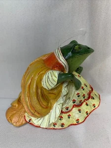 Large Paper Mache Colorful Frog in a Dress Christmas Ornament Copyright MMA - Picture 1 of 7
