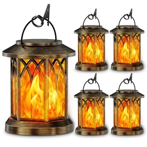 4 Pack Solar Lanterns Outdoor Waterproof, Upgraded Flickering Flame Solar Lan... - Picture 1 of 7