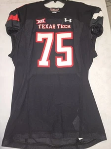 2023 TEXAS TECH RED RAIDERS #75 GAME USED Authentic Football Jersey BLACK 50 - Picture 1 of 2