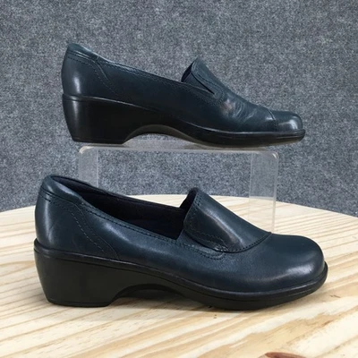 Clarks Bendables Shoes Womens 6 M May Poppy Blue Leather Slip On Wedge Loafer - Image 1 of 4