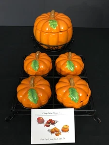 NWOB 7 PC- Temptations by TARA Bakeware FRESH CROP Pumpkin Bowls, Lids + Racks - Picture 1 of 10
