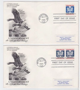 TurtlesTradingPost- Official Mail- #o138-39 FDC 1985 Artmaster Cachet D Rates - Picture 1 of 1