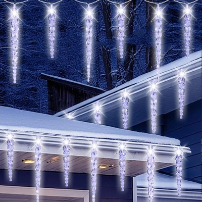 Christmas Icicle Lights Outdoor, 16.4FT Crystal String Light with 40 Ice Shap... - Image 1 of 4