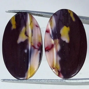 26.60Cts Natural Nice Polygram Jasper Pair Oval Cabochon Gemstone 15X25X4MM - Picture 1 of 4
