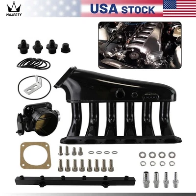 Billet Intake Manifold w/ Fuel Rail kit+Throttle Body BMW 325i 328i M3 Z3 M50 BK - Image 1 of 4