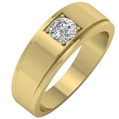 Men's Wedding Ring SI1 G 0.50Ct Natural Diamond Prong Set 14K Whithe Gold 7.45mm - Image 1 of 4
