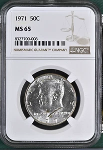 Kennedy 1971 medio dólar 50 centavos NGC MS65 moneda detallada sin circular #K - Imagen 1 de 2