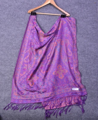 Mantones de cachemir bufanda envolvente para mujer púrpura cachemira flecos grandes 70 x 27 flecos Foto 1 de 4