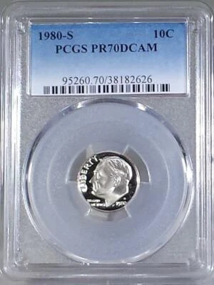 1980 - S  Clad Roosevelt Dime - PCGS  PR70DCAM - Image 1 of 2