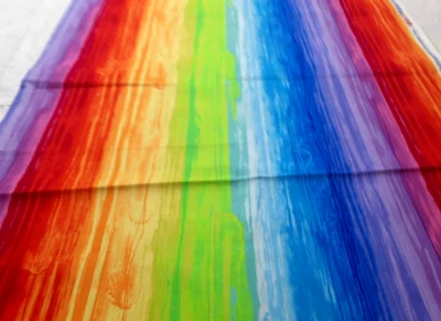 1 1/2 Yds Rain Blossom Chong-A-Hwang Timeless Treasure Bright Multicolor Stripe - Image 1 of 4