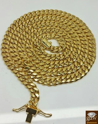 18" Real 14k Gold Miami Cuban Link Chain CHOKER 7mm Necklace 100% Authentic 14k - Image 1 of 4