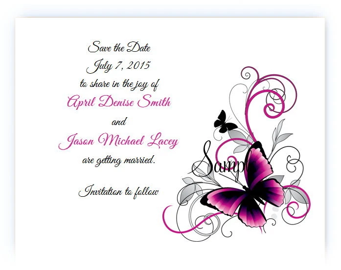 100 tarjetas personalizadas de boda nupcial mariposa rosa oscuro para guardar la fecha  Foto 1 de 1