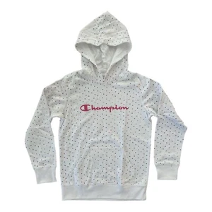 Champion Girls White Polka Dot Hoodie Size 14-16 NEW FREE SHIPPING! - Picture 1 of 5