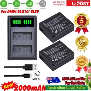 2 Battery +Charger For Panasonic DMW-BLG10E DMW-BLE9E Lumix DC-TZ90 DMC-GX7 GX85 - Picture 1 of 12