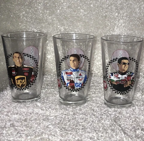 Lot Of 3 Nascar Glasses Bobby Labonte Jeff Dale UPS Citgo Interstate 18 99 88 Cover