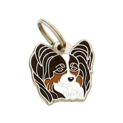 Etiqueta de identificación con nombre de perro Continental juguete spaniel, Papillon, personalizada, hecha a mano Foto 1 de 4