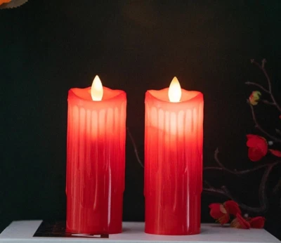 Электрические беспламенные красные декоративные свечи яркие мерцающие светодиодные лампы - Изображение 1 из 4