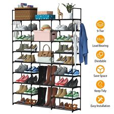 9 Tiers Shoe Rack Metal Shoe Storage Shelf Free Standing Large Shoe Stand 50-55