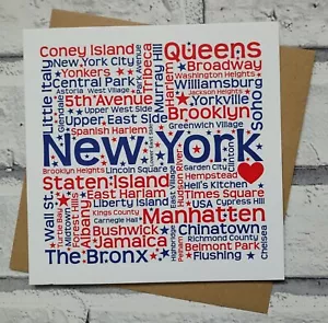 New York NYC Tourist USA Souvenir Iconic Places Blank Birthday Occasions Card - Picture 1 of 3