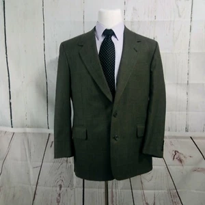 Corporate Image Tom James 44R 2 Button Olive Check Suit Blazer Sports Coat - Picture 1 of 7