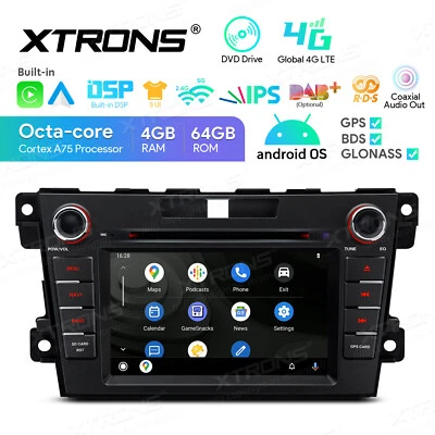 7" Android 14 Car DVD Player Stereo GPS Radio CarPlay 64GB 4G LTE For Mazda CX-7 - Image 1 of 4