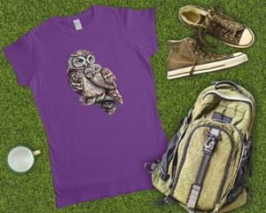 Camiseta ajustada madre y bebé búho damas talla pequeña (6/8) púrpura - Imagen 1 de 2