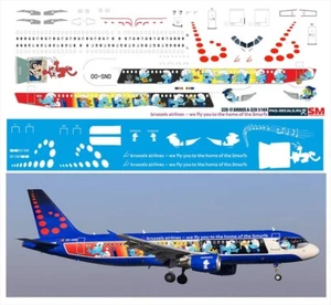 Airbus А320 Brussel Airlines SMURFS 1/144 PAS-CALCOMANÍAS 320-17 ¡Nuevo! - Imagen 1 de 1