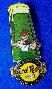 MINNEAPOLIS ST PATRICK GREEN GUINNESS BEER PINT VIOLIN GIRL Hard Rock Cafe PIN - Picture 1 of 1