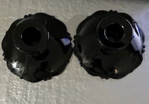 Vintage 2 L. E. Smith Candlesticks Black Amethyst Depression Glass Mt. Pleasant - Picture 1 of 10