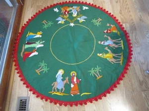 "De colección Acabado Fieltro Apliques Navidad Pesebre Árbol Falda Borde Bucilla 42""W Sin Cortar" - Imagen 1 de 21