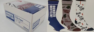 3 Pair The Office Crew Socks in GIFT BOX, Men's Shoe Size 8-12, TV Show, L22 M - Image 1 of 4