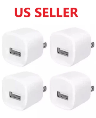 4x White 1A USB Power Adapter AC Home Wall Charger US Plug FOR iPhone 5 6 7 8 - Image 1 of 2