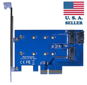 M.2 PCIe SSD to PCIe 3.0 x4 and M.2 SATA SSD to SATA III Adapter Card - Picture 1 of 10