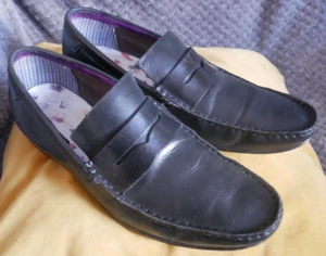 TED BAKER BLACK LEATHER LOAFER WELTED SOLE SLIP ON SHOES UK 9 EURO 43 - Picture 1 of 12