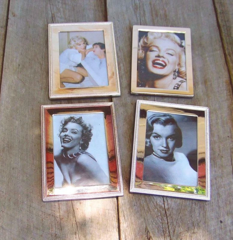 Picture Frames LOT of 4 Silver Shiny Chrome Modern Design Marilyn Monroe Pics IA - Image 1 of 4