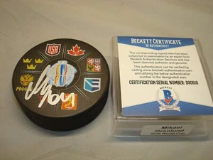 Mikael Granlund signed 2016 World Cup Hockey Puck handsigniert Beckett COA 1A - Bild 1 von 3