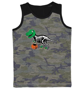 T Rex Skeleton Outfit - Costume Pumpkin Dinosaur Youth Contrast Tank Top - Picture 1 of 7