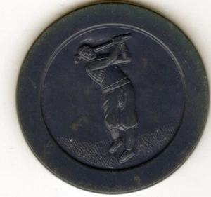 Antico chip da poker: golf in plastica goffrata blu - Foto 1 di 2