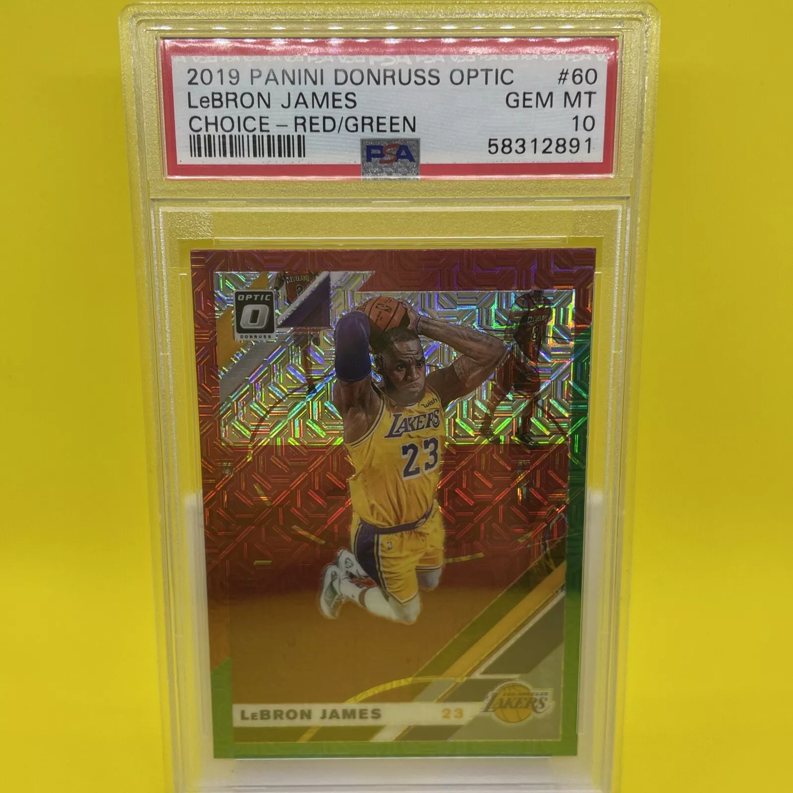 2019 Panini Donruss Optic, LeBron James, Choice-Red/Green, #60, GEM MT 10