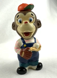Vtg ALPS Wind Up Toy Monkey Baseball, Head Bobs and Tail Spins Works, Free Ship - Picture 1 of 16