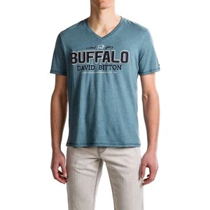 Camiseta Buffalo David Bitton Para Hombre Azul Mediano Informal Moda Diseñador Logotipo Nueva - Imagen 1 de 6