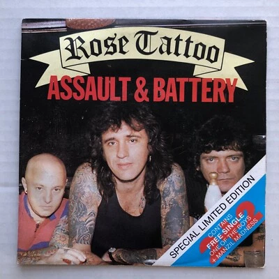 ROSE TATTOO Assault & Battery 1981 Carrere UK 2x7" 45 Ltd Ed Gatefold Sleeve VG+ - Image 1 of 4