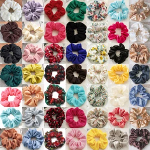 Large Scrunchies Silk Elastic Floral Hair Bands Rope Tie Ponytail Accessories - Picture 1 of 39