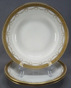 Set of 3 Hutschenreuther Neoclassical Gold Wreath & Floral Encrusted Soup Bowls - Picture 1 of 10