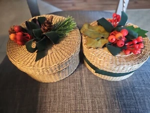 Woven Vintage Mcm Wicker Trinket Baskets - Picture 1 of 3