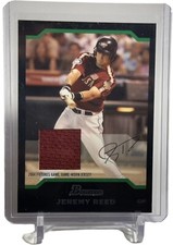 2004 Bowman Jeremy Reed Mariners Game Worn Jersey Card BDP 165 W/Top Loader NR!