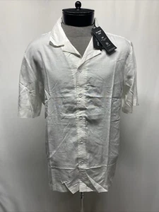 Kenneth Cole Men’s Medium White Short Sleeve Collared Button Up Top - Picture 1 of 13