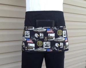Black Patriotic Army 3 Pockets Waitress Half Apron Restaurant Classyaprons - Picture 1 of 3